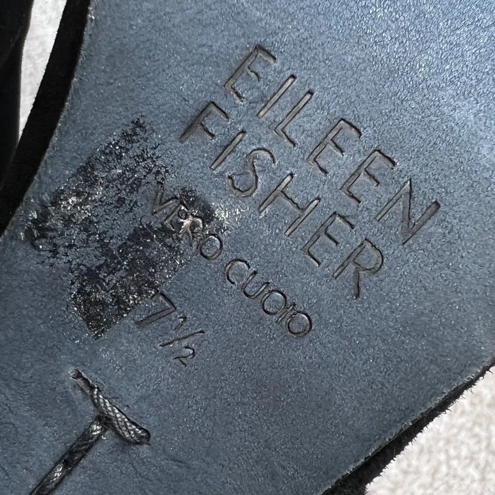 Eileen Fisher Suede Leather Almond Toe Slingback Heels Black 7.5